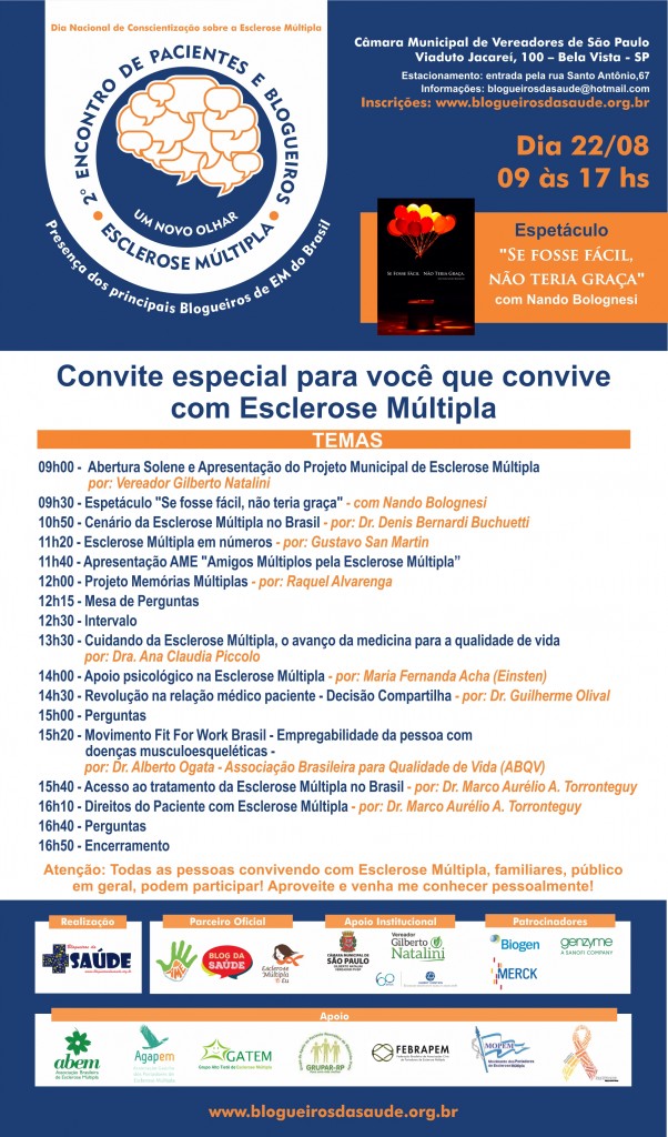 Programação 2º Encontro de Pacientes e Blogueiros de Esclerose Múltipla